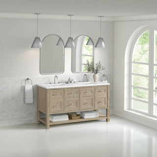 60 Inch Breckenridge Freestanding Vanity in Whitewashed Oak / White Zeus Top