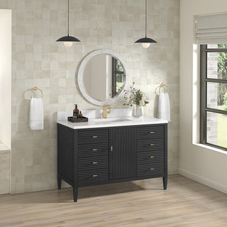 48 Inch Myrrin Freestanding Vanity in Carbon Oak / White Zeus Top