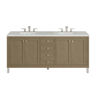 72 Inch Chicago Freestanding Vanity in Walnut Whisper / Lime Delight Top