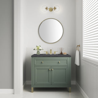 36 Inch Chicago Freestanding Vanity in Smokey Celadon / Charcoal Soapstone Top