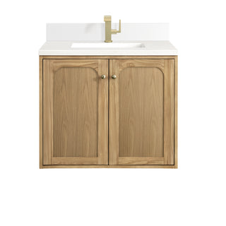 30 Inch Laurent Dual Mount Vanity in Light Natural Oak / White Zeus Top