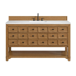 60 Inch Malibu Freestanding Vanity in Amber Birch / Arctic Fall Top