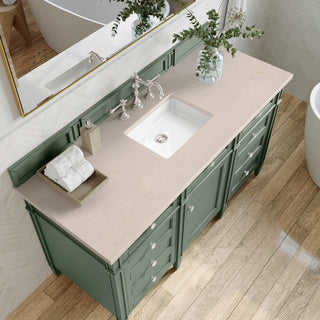 60 Inch Brittany Freestanding Vanity in Smokey Celadon / Eternal Marfil Top