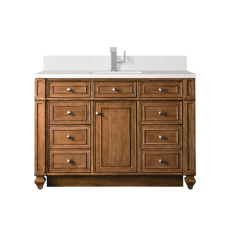 48 Inch Bristol Freestanding Vanity in Saddle Brown / White Zeus Top