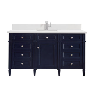 60 Inch Brittany Freestanding Vanity in Victory Blue / White Zeus Top