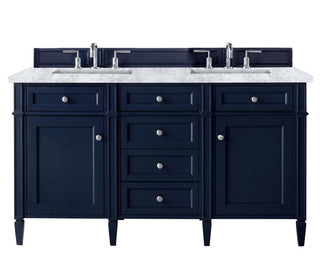 60 Inch Brittany Freestanding Vanity in Victory Blue / Carrara White Top