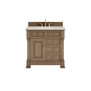 36 Inch Brookfield Freestanding Vanity in Pecan / Victorian Silver Top