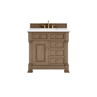 36 Inch Brookfield Freestanding Vanity in Pecan / White Zeus Top