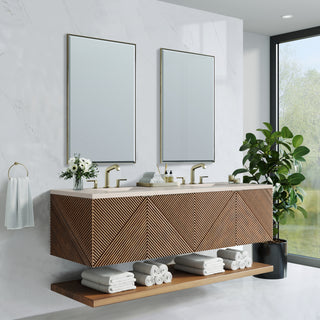 72 Inch Marcello Floating Vanity in Chestnut / Eternal Marfil Top