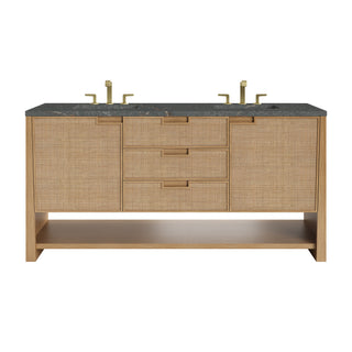 72 Inch Solene Freestanding Vanity in Seaside Oak / Parisien Bleu Top