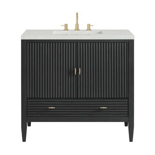 36 Inch Myrrin Freestanding Vanity in Carbon Oak / Lime Delight Top