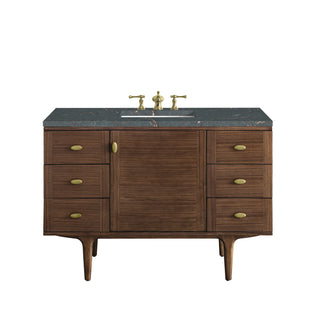 48 Inch Amberly Dual Mount Vanity in Mid-Century Walnut / Parisien Bleu Top