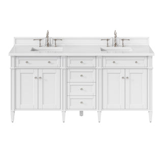 72 Inch Brittany Freestanding Vanity in Bright White / White Zeus Top
