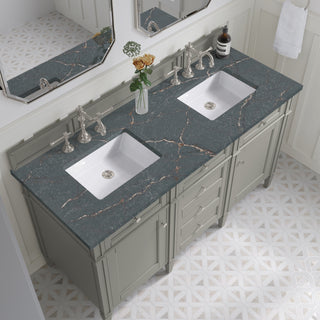 60 Inch Brittany Freestanding Vanity in Urban Gray / Parisien Bleu Top