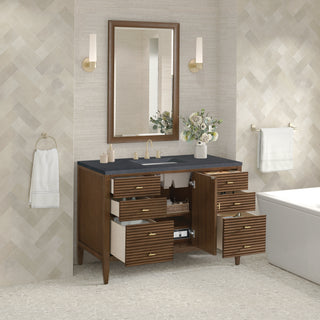48 Inch Myrrin Freestanding Vanity in Mid-Century Walnut / Charcoal Soapstone Top