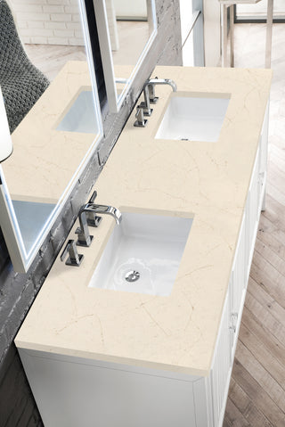 72 Inch Athens Dual Mount Vanity in Glossy White / Eternal Marfil Top