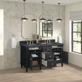 60 Inch Lorelai Freestanding Vanity in Black Onyx / Charcoal Soapstone Top