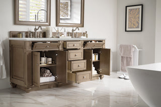 72 Inch Bristol Freestanding Vanity in Whitewashed Walnut / Eternal Jasmine Pearl Top