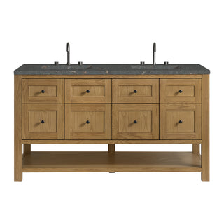 60 Inch Breckenridge Freestanding Vanity in Light Natural Oak / Parisien Bleu Top