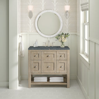 36 Inch Breckenridge Freestanding Vanity in Whitewashed Oak / Parisien Bleu Top