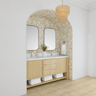 72 Inch Marigot Freestanding Vanity in Sunwashed Oak / White Zeus Top