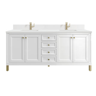 72 Inch Chicago Freestanding Vanity in Glossy White / White Zeus Top