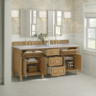72 Inch Lorelai Freestanding Vanity in Light Natural Oak / Eternal Jasmine Pearl Top