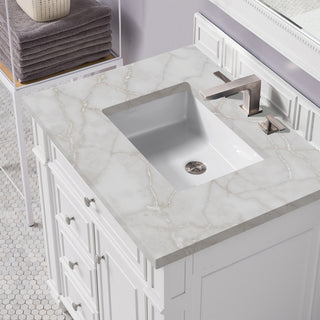 30 Inch Bristol Freestanding Vanity in Bright White / Victorian Silver Top