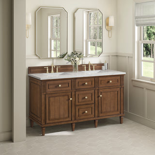 60 Inch Lorelai Freestanding Vanity in Mid-Century Walnut / Ethereal Noctis Top