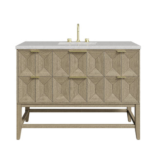 48 Inch Emmeline Freestanding Vanity in Pebble Oak / Eternal Jasmine Pearl Top