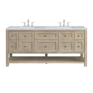 72 Inch Breckenridge Freestanding Vanity in Whitewashed Oak / Carrara White Top