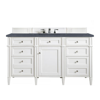 60 Inch Brittany Freestanding Vanity in Bright White / Charcoal Soapstone Top