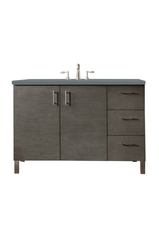 48 Inch Metropolitan Dual Mount Vanity in Silver Oak / Cala Blue Top