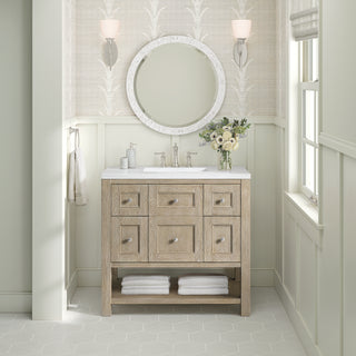36 Inch Breckenridge Freestanding Vanity in Whitewashed Oak / Arctic Fall Top