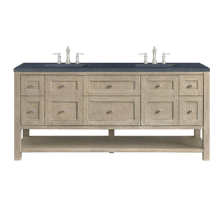 72 Inch Breckenridge Freestanding Vanity in Whitewashed Oak / Charcoal Soapstone Top