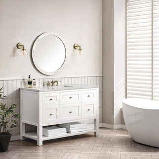 48 Inch Breckenridge Freestanding Vanity in Bright White / Eternal Jasmine Pearl Top
