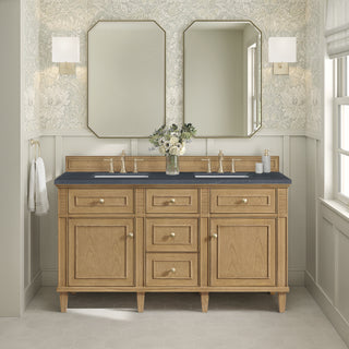 60 Inch Lorelai Freestanding Vanity in Light Natural Oak / Charcoal Soapstone Top