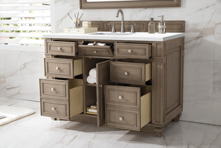 48 Inch Bristol Freestanding Vanity in Whitewashed Walnut / White Zeus Top