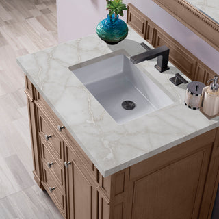 30 Inch Bristol Freestanding Vanity in Whitewashed Walnut / Victorian Silver Top