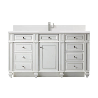60 Inch Bristol Freestanding Vanity in Bright White / White Zeus Top