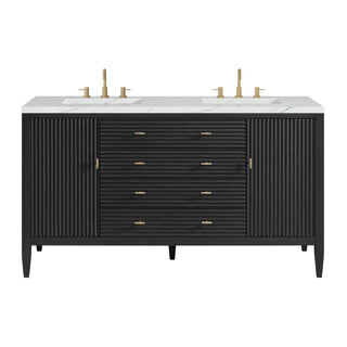 60 Inch Myrrin Freestanding Vanity in Carbon Oak / Ethereal Noctis Top