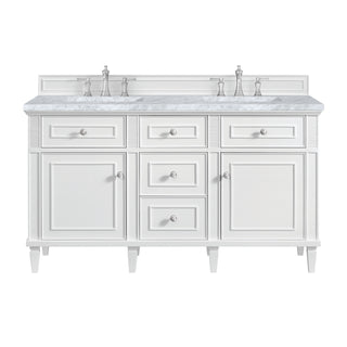 60 Inch Lorelai Freestanding Vanity in Bright White / Carrara White Top