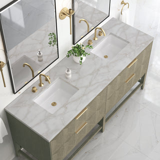 72 Inch Emmeline Freestanding Vanity in Pebble Oak / Victorian Silver Top