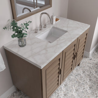 48 Inch Portland Freestanding Vanity in Whitewashed Walnut / Victorian Silver Top