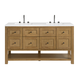 60 Inch Breckenridge Freestanding Vanity in Light Natural Oak / White Zeus Top