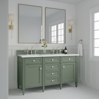 60 Inch Brittany Freestanding Vanity in Smokey Celadon / Ethereal Noctis Top