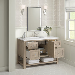 48 Inch Breckenridge Freestanding Vanity in Whitewashed Oak / White Zeus Top