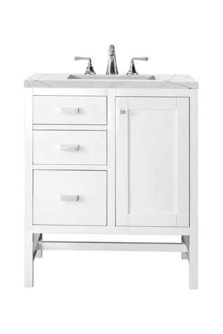 30 Inch Addison Freestanding Vanity in Glossy White / Ethereal Noctis Top