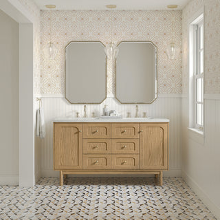 60 Inch Laurent Dual Mount Vanity in Light Natural Oak / Lime Delight Top