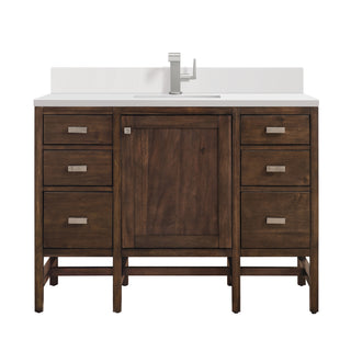 48 Inch Addison Freestanding Vanity in Mid-Century Acacia / White Zeus Top